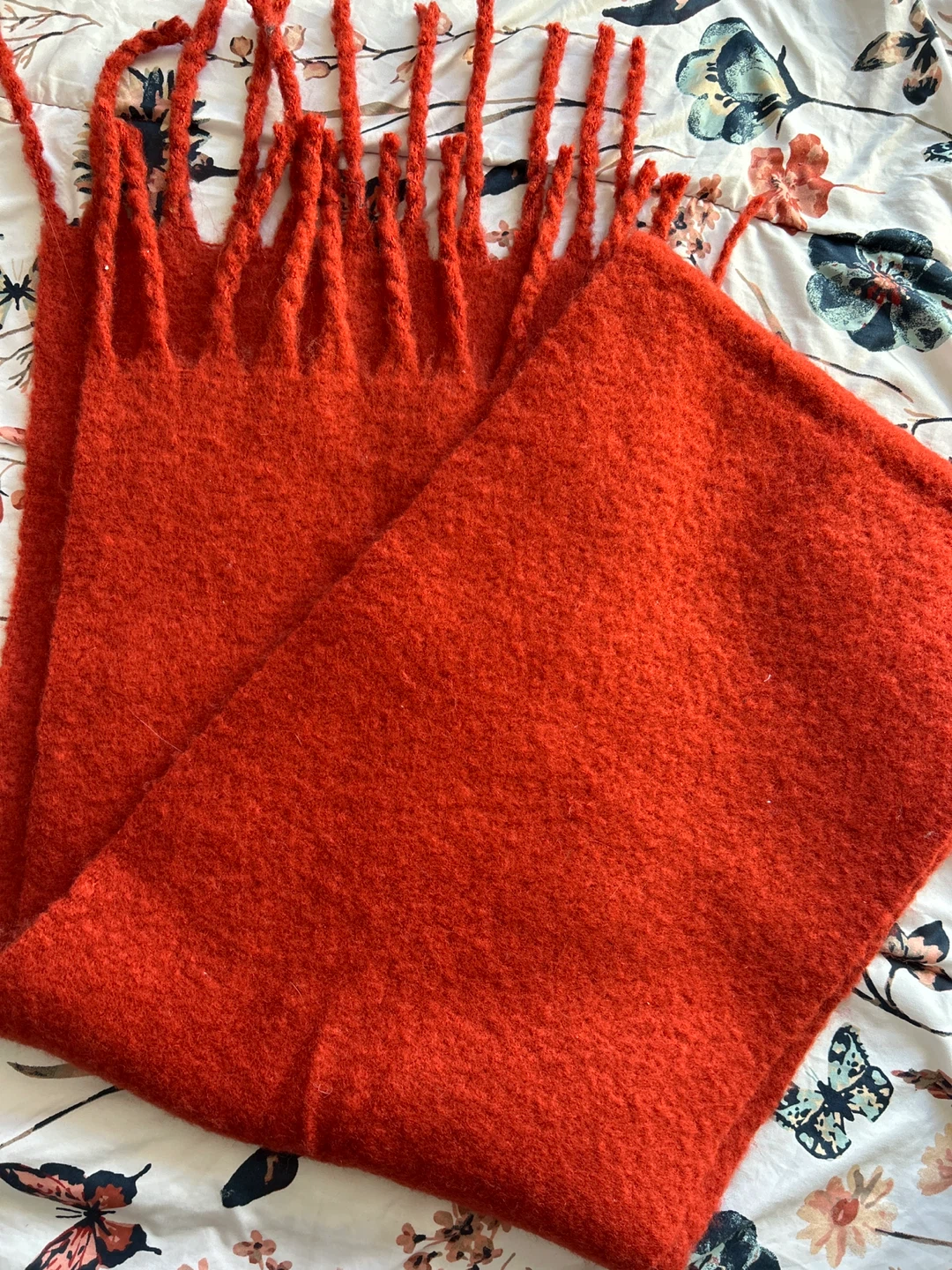 Bright Orange Fringe Scarf