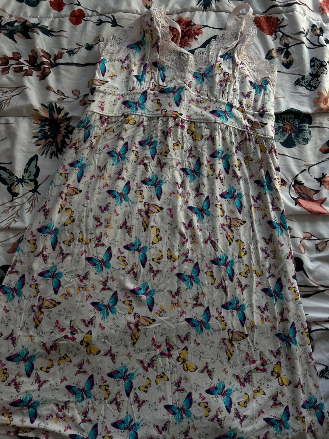 White Butterfly Print Camisole Slip Dress - photo 2