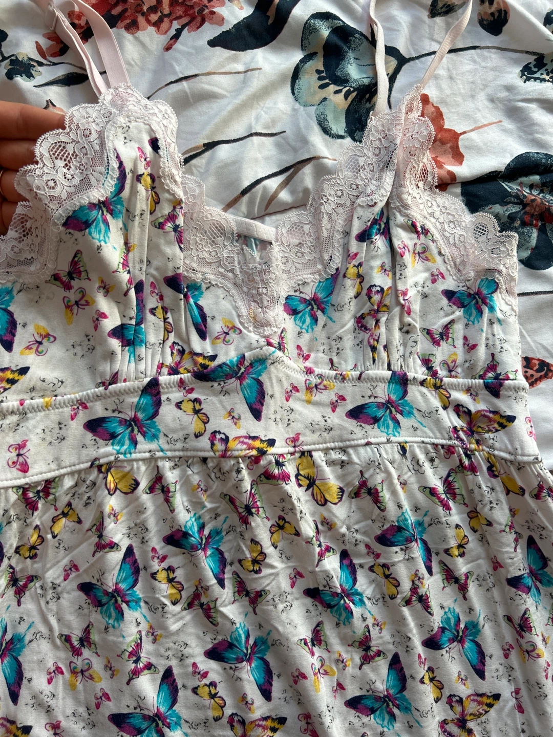 White Butterfly Print Camisole Slip Dress