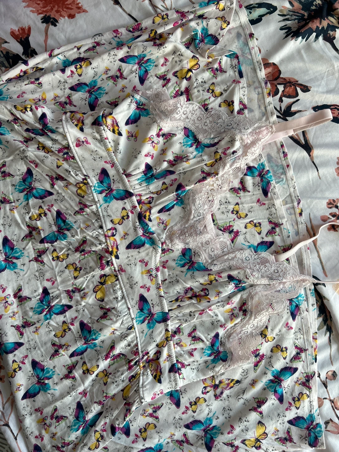 White Butterfly Print Camisole Slip Dress - photo 3