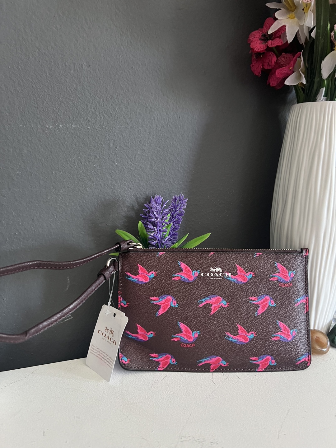 Coach Wristlet Brown Bird Print - photo 5