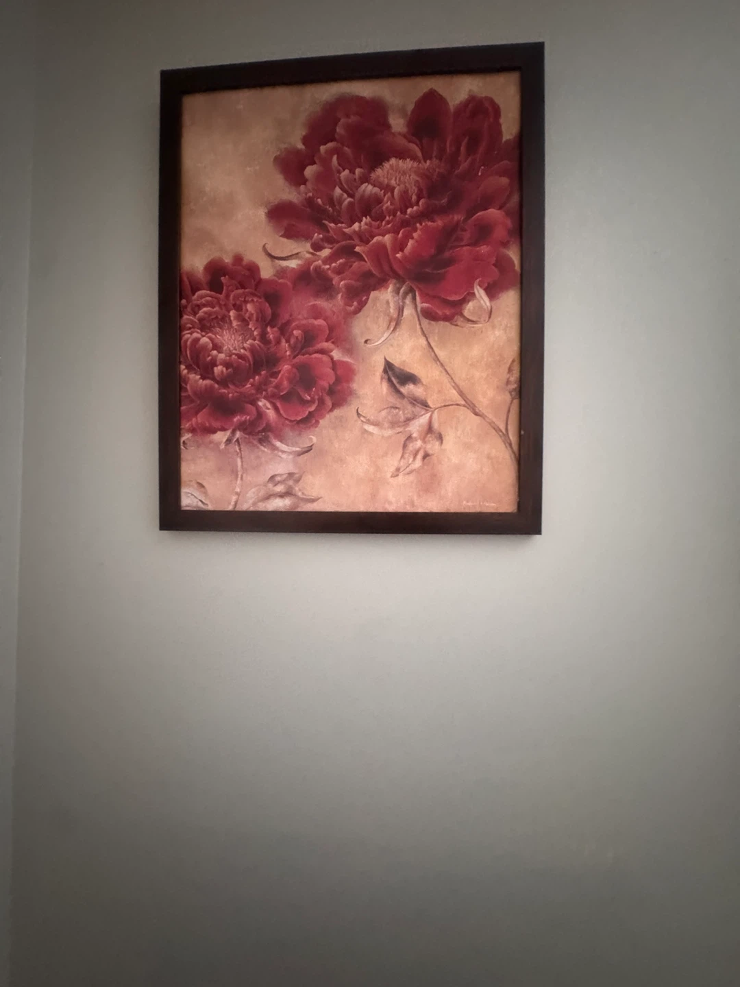Framed Artwork with Red Peonies 🧡