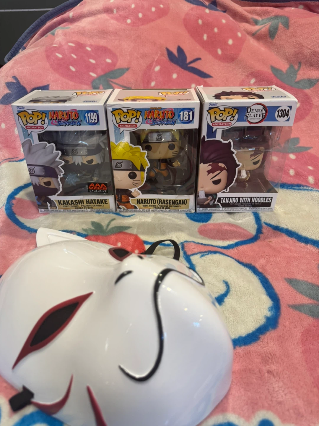 Funko Pop Naruto & Demon Slayer Figures with Anbu fox mask