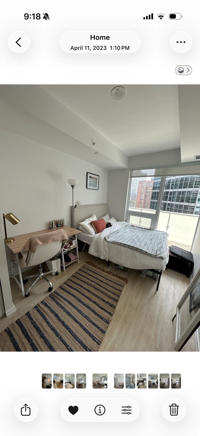 Queen bed with bed frame and mattress
