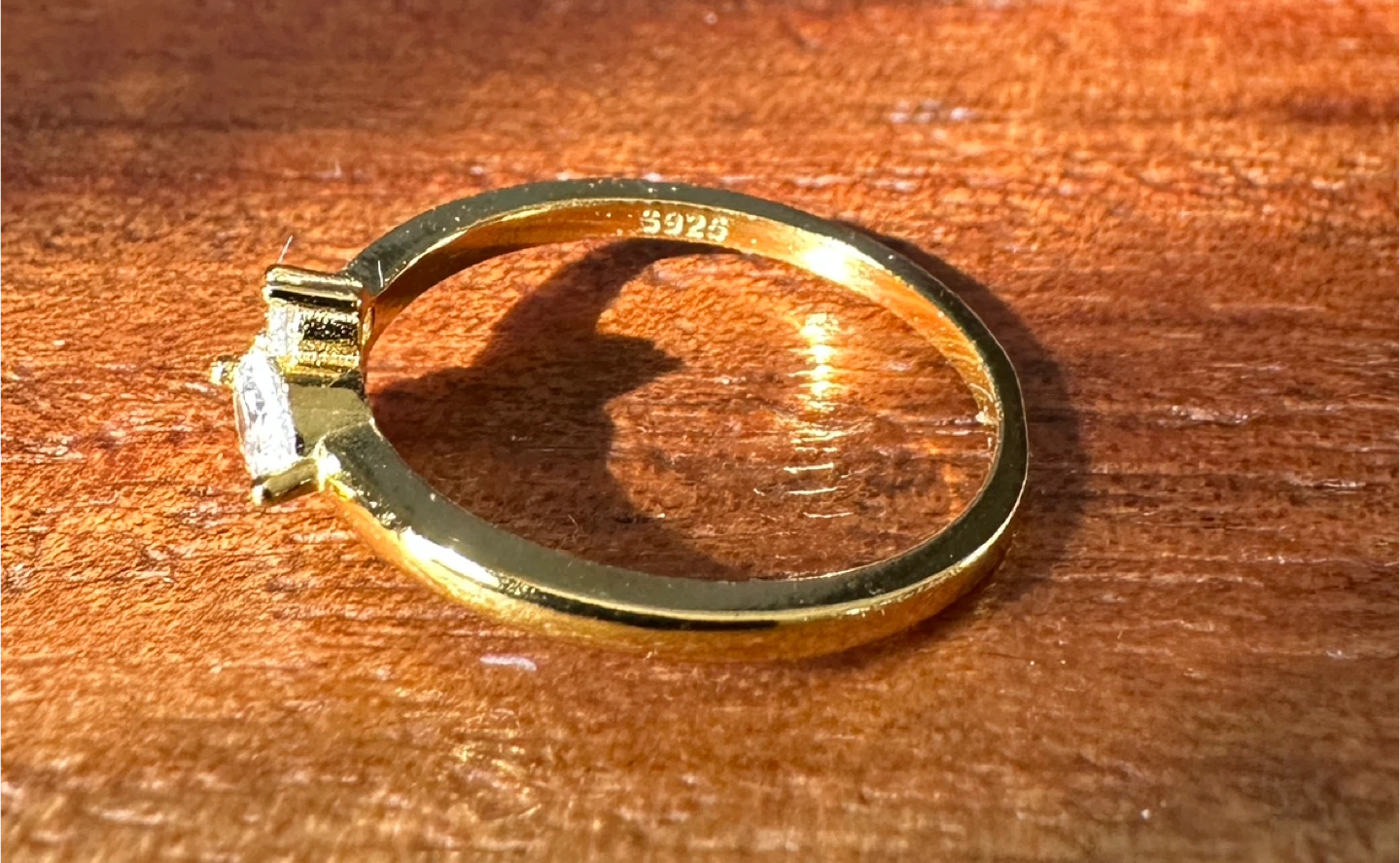 Gold Tone "5925" Ring with Clear Stones - photo 2