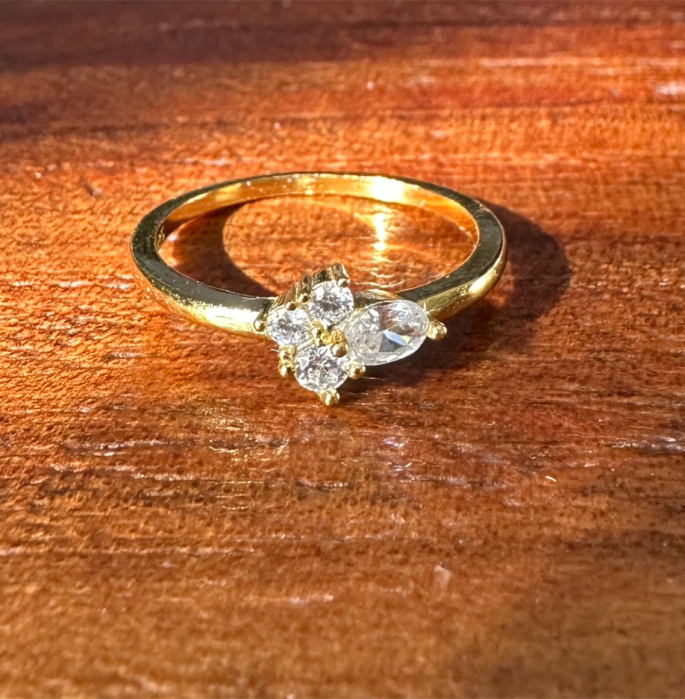 Gold Tone "5925" Ring with Clear Stones