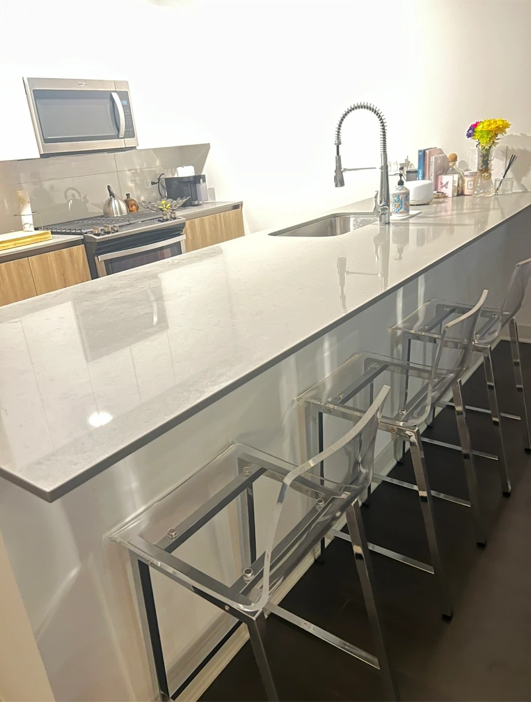 Clear Acrylic and Chrome Bar Stools (Set of 3)