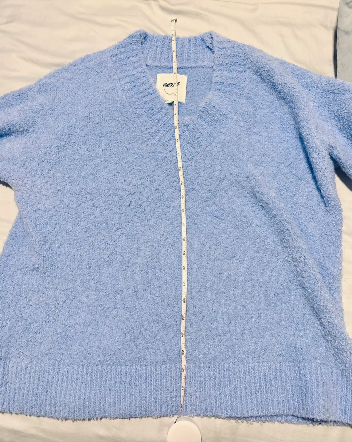 Aerie Light Blue Fuzzy V-Neck Sweater 🧡 - photo 5
