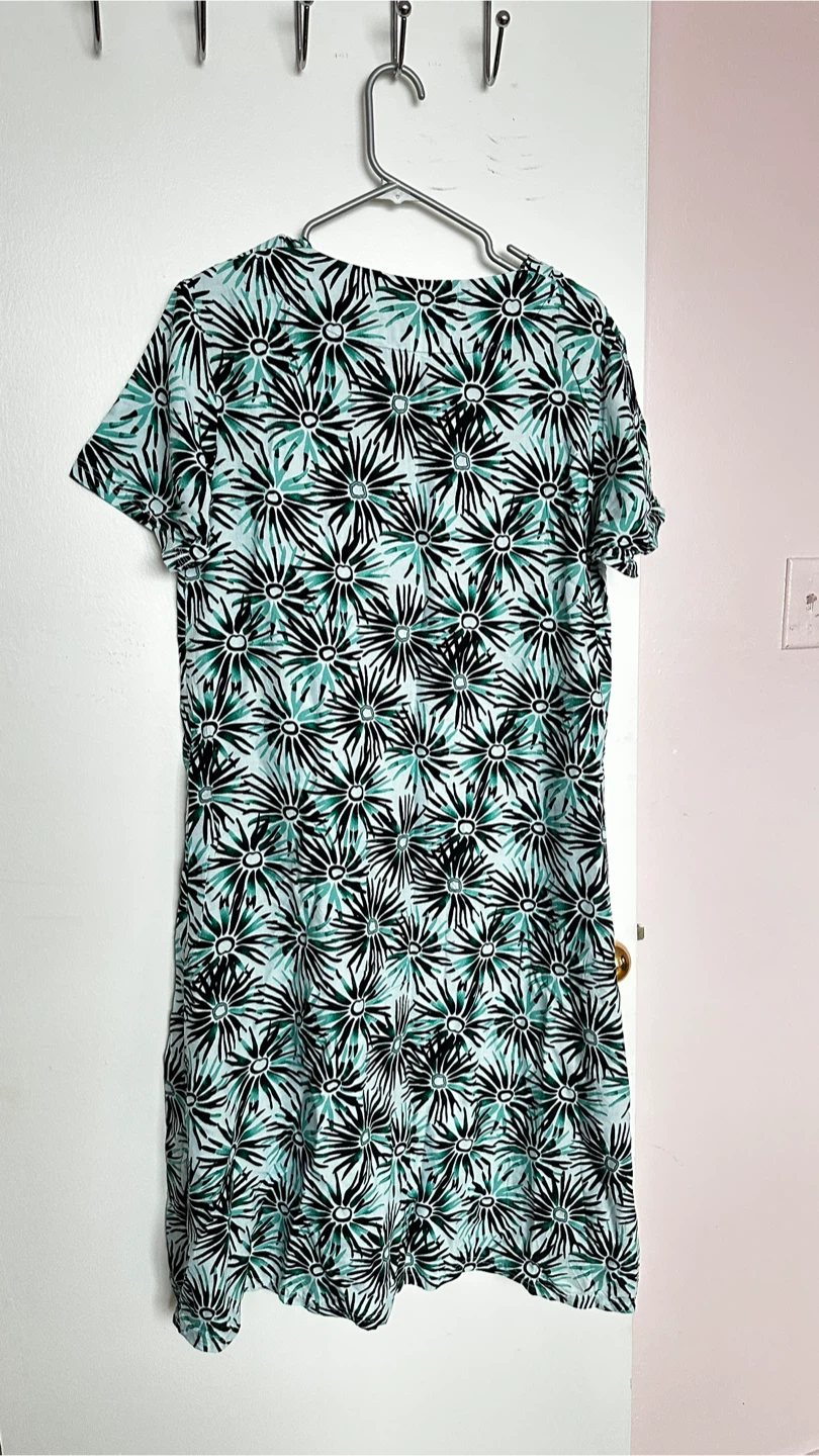 Tropical Teal & Black Floral Shirt Dress - Size XL - photo 2