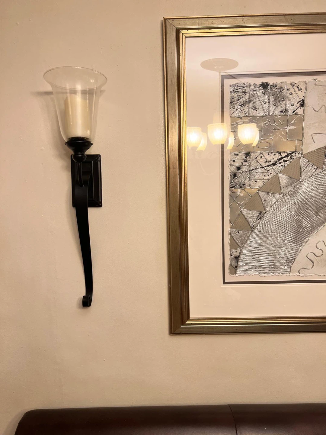 2 Black Metal Candle Sconce with Glass Hurricane