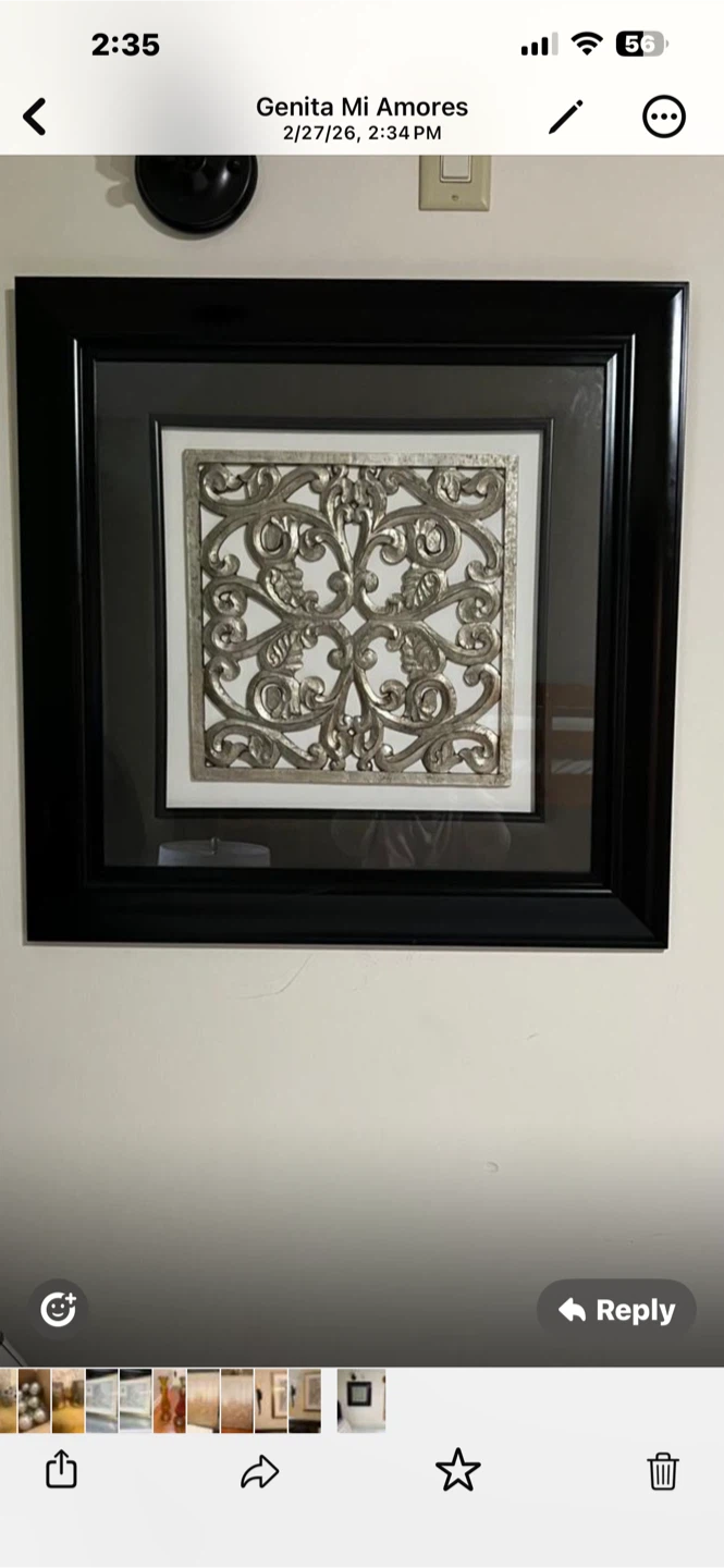 Framed Silver Scrollwork Wall Art
