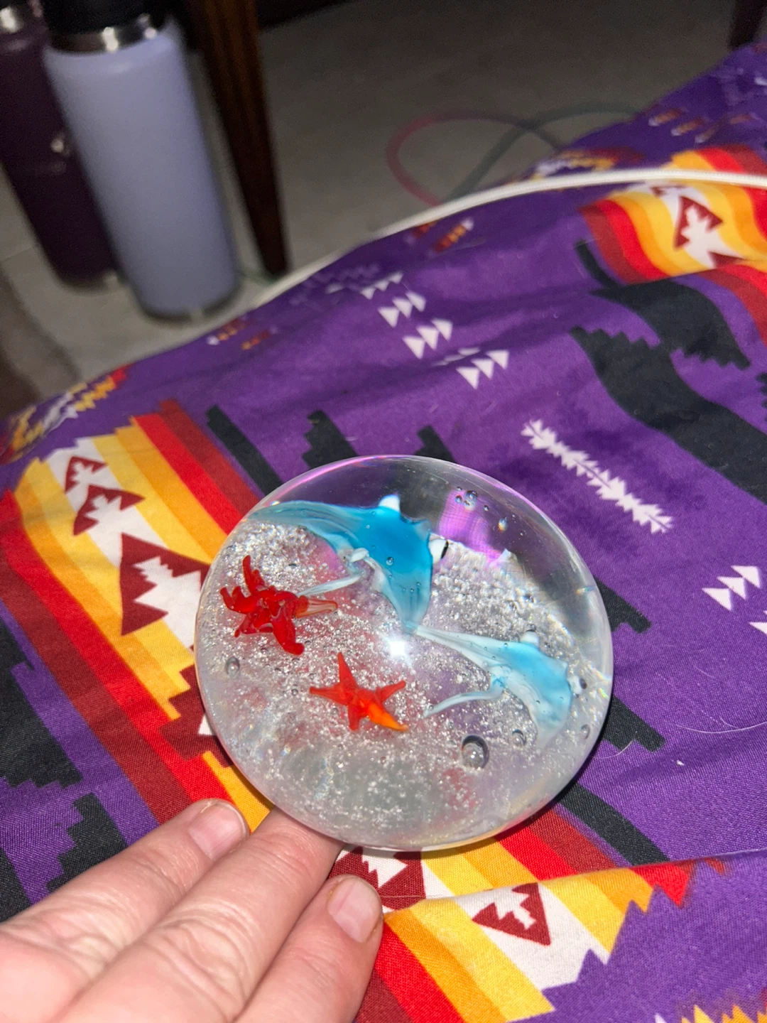 Glass Paperweight with Sea Creatures