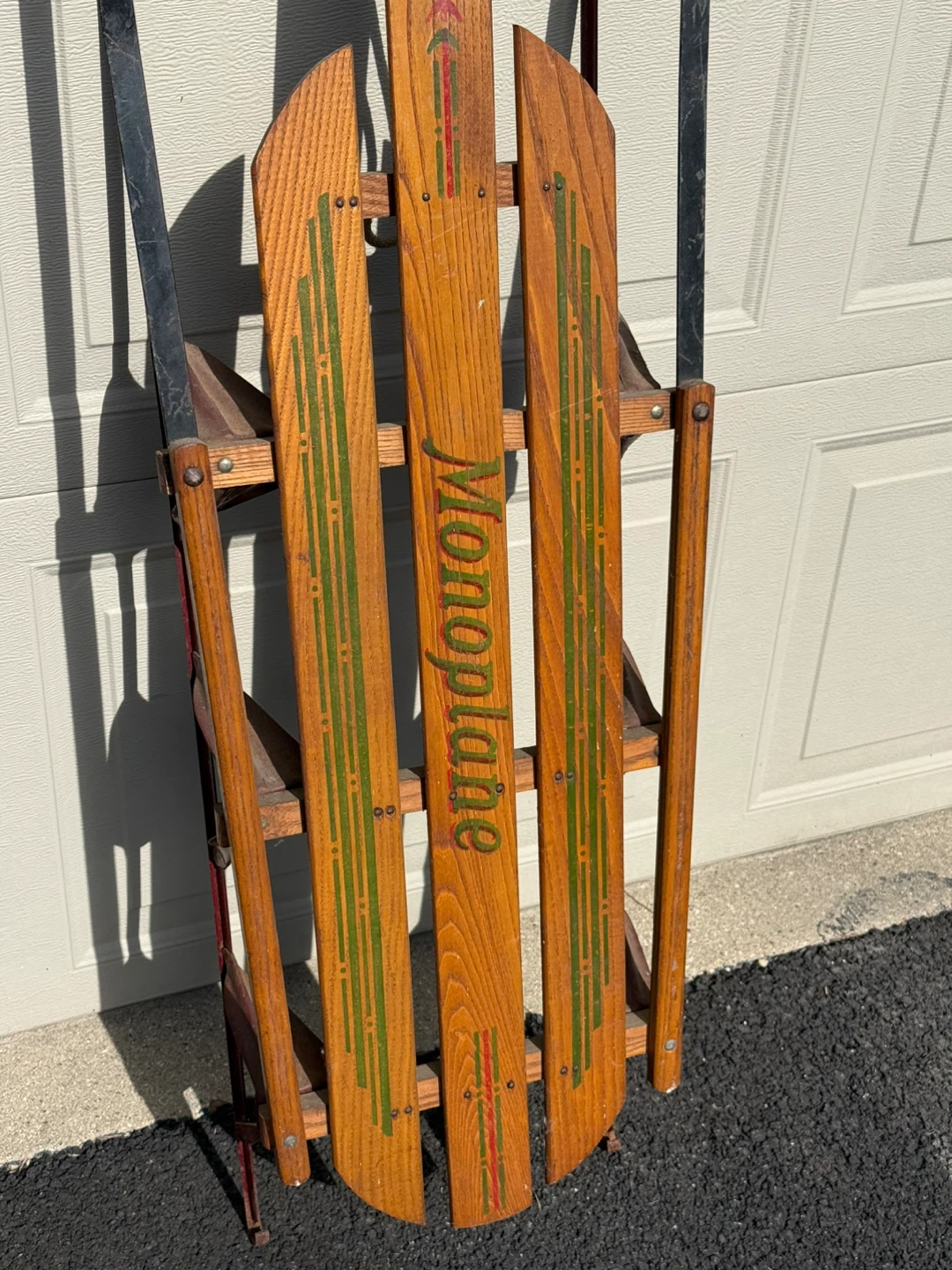 Vintage American Sled Co Monoplane No 150 Wooden Snow Sled - photo 4