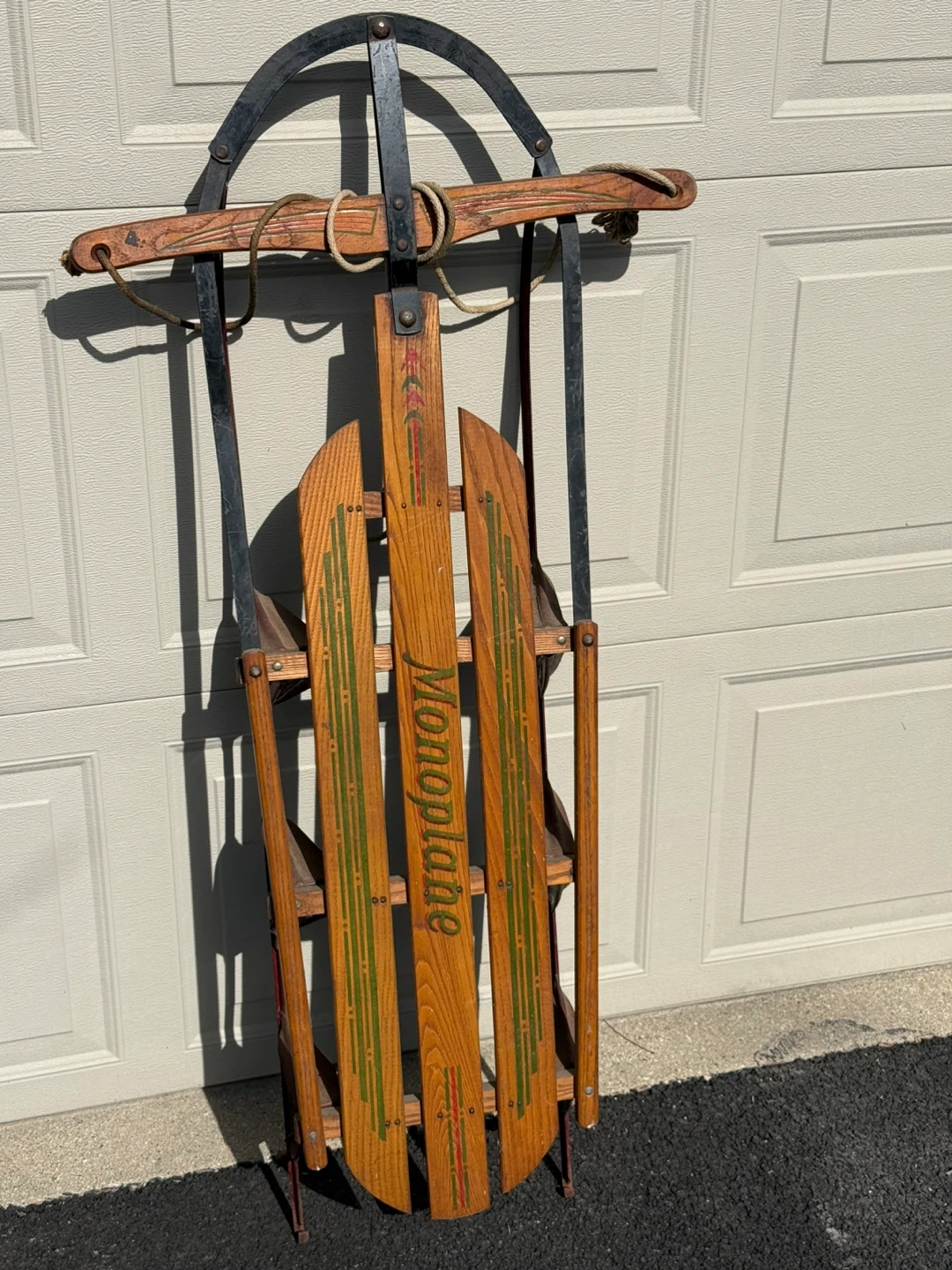 Vintage American Sled Co Monoplane No 150 Wooden Snow Sled