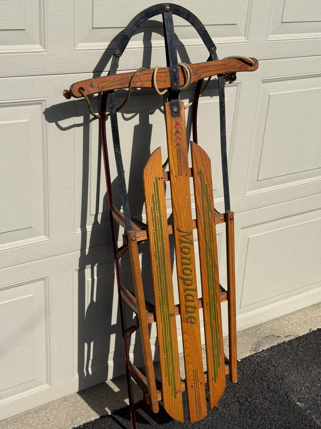 Vintage American Sled Co Monoplane No 150 Wooden Snow Sled - photo 3