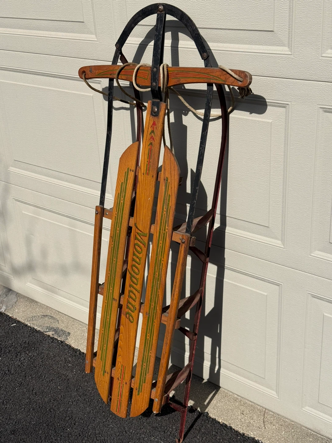 Vintage American Sled Co Monoplane No 150 Wooden Snow Sled - photo 2