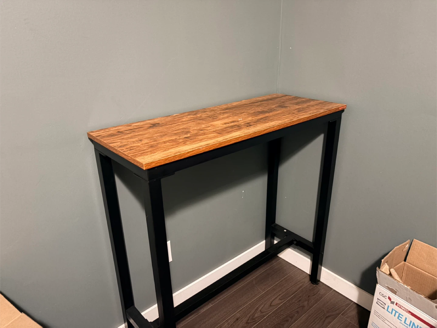 Bar Table 39.4 inch - Wood Top & Black Metal Frame