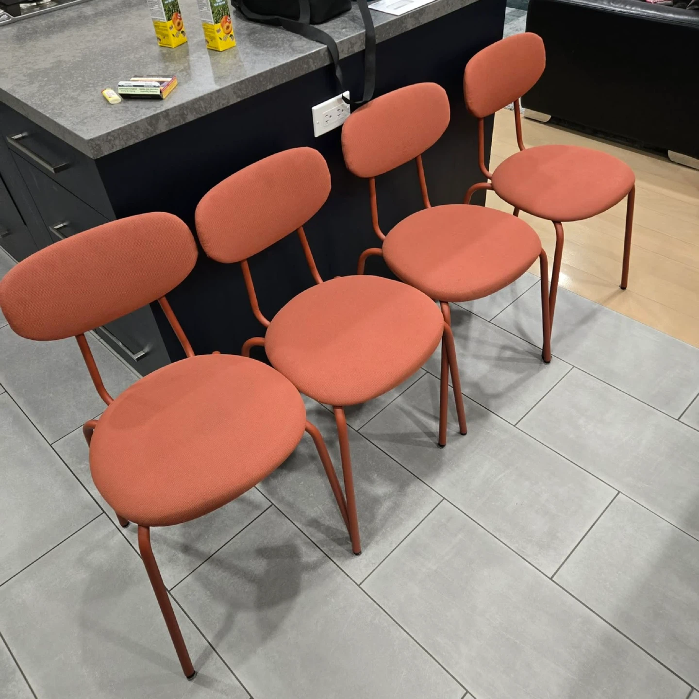 Set of 4 Orange Accent Chairs