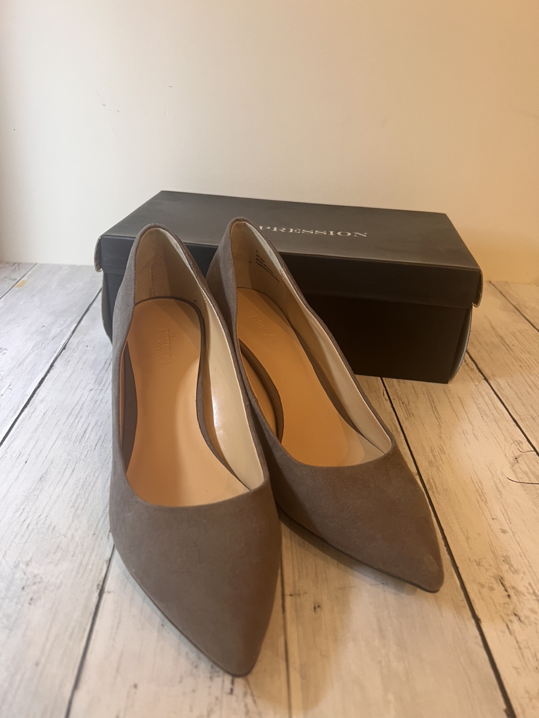 Expression Grey Suede Block Heel Pumps