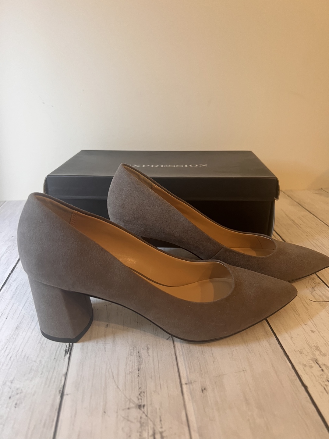 Expression Grey Suede Block Heel Pumps - photo 2