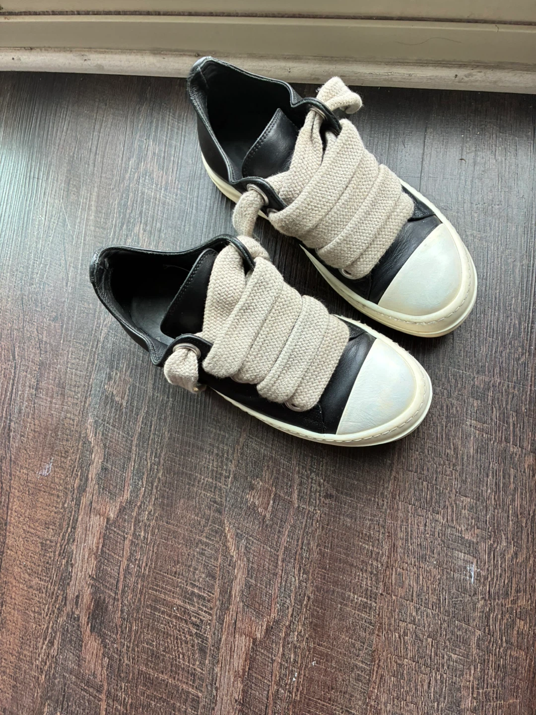 Rick Owens Black Leather Sneakers