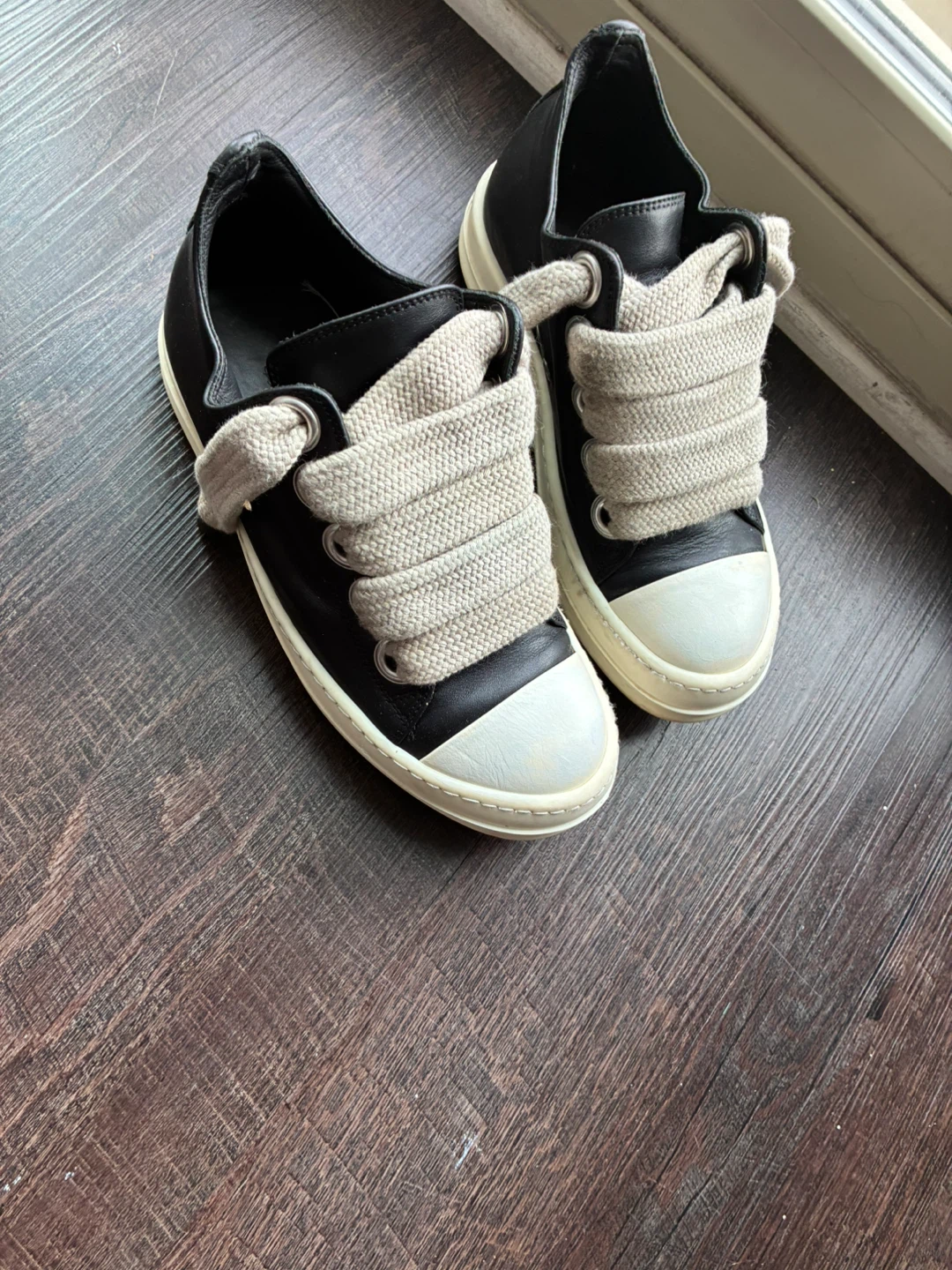 Rick Owens Black Leather Sneakers - photo 3