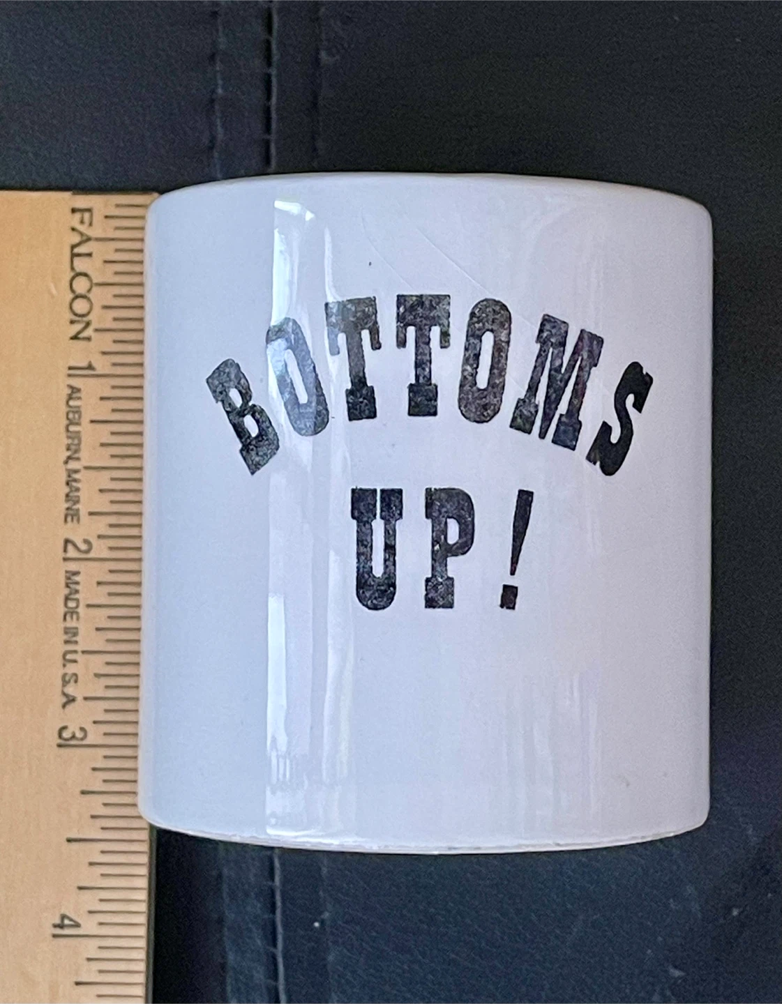 🧡Vintage Naughty Ceramic Cup with "Bottoms Up!" text