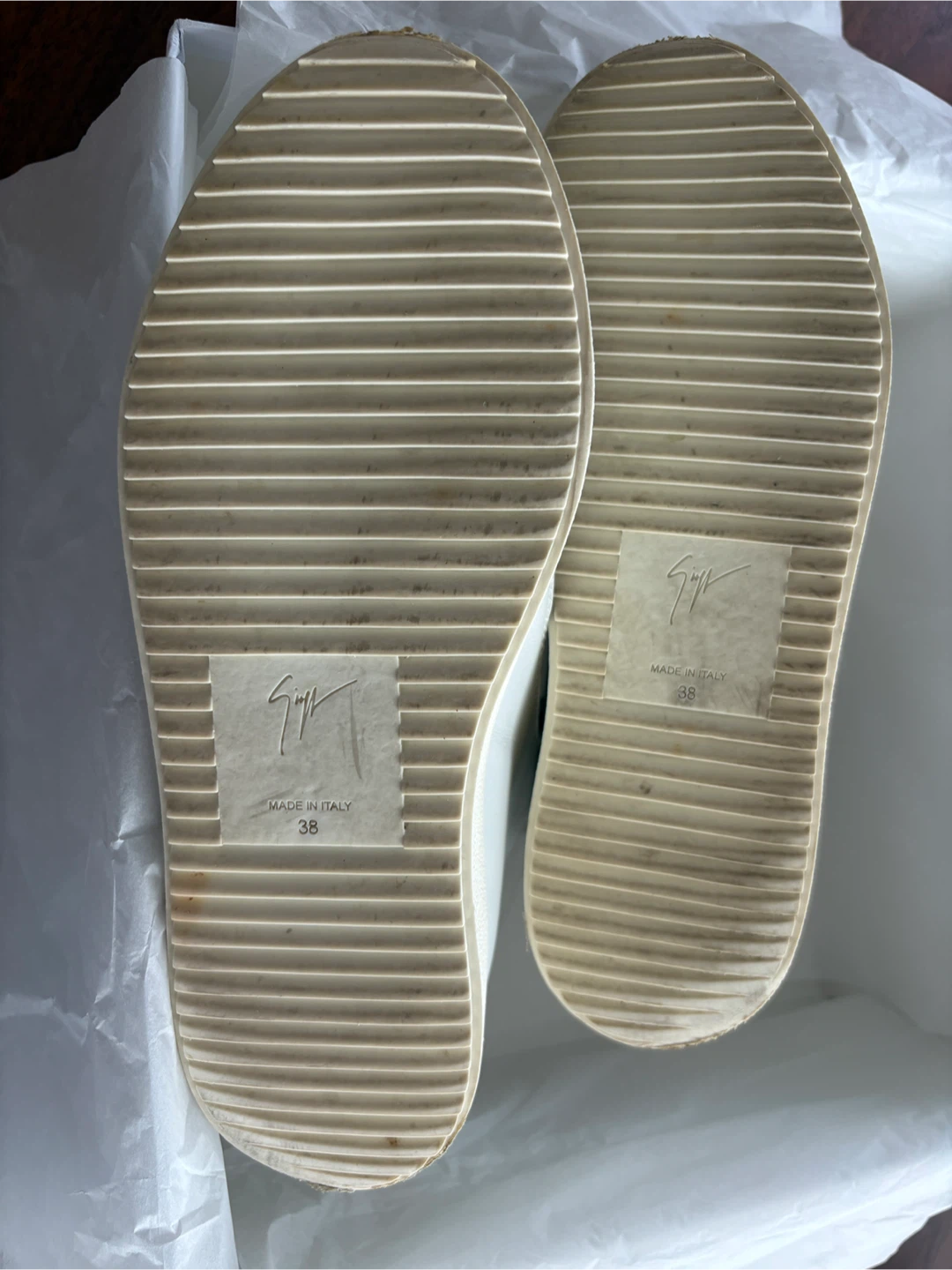 Size 38 Giuseppe Zanotti White Leather High-Top Sneakers - photo 5