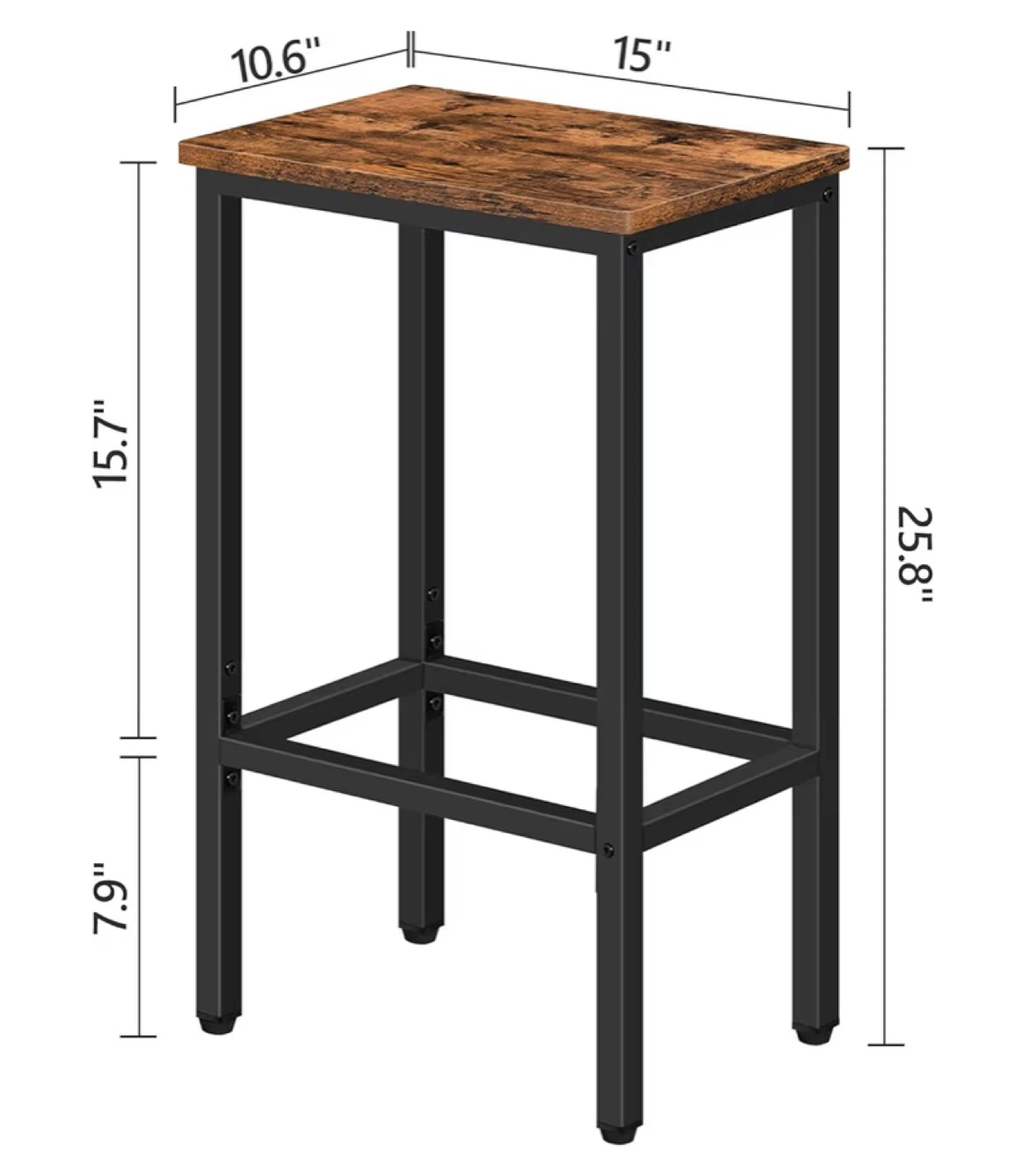 Rustic Wood Top Bar Stool