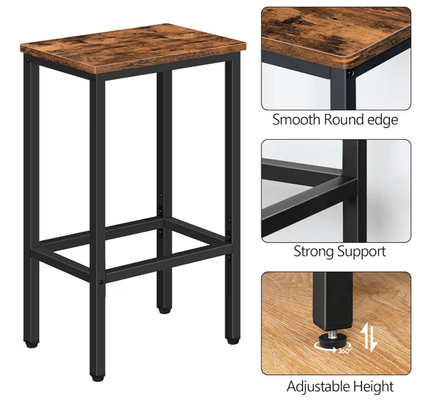 Rustic Wood Top Bar Stool - photo 3