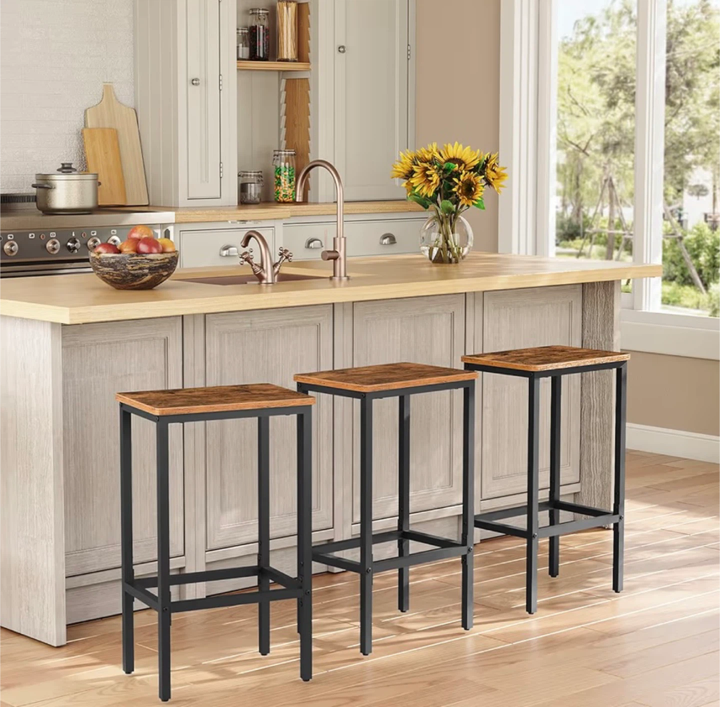 Rustic Wood Top Bar Stool - photo 2