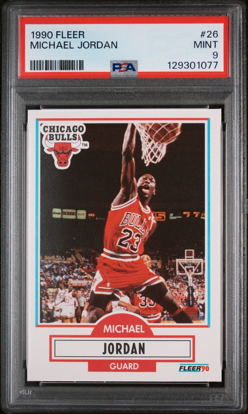 1990 Fleer Michael Jordan #26 Basketball Card - PSA Mint 9 - photo 2