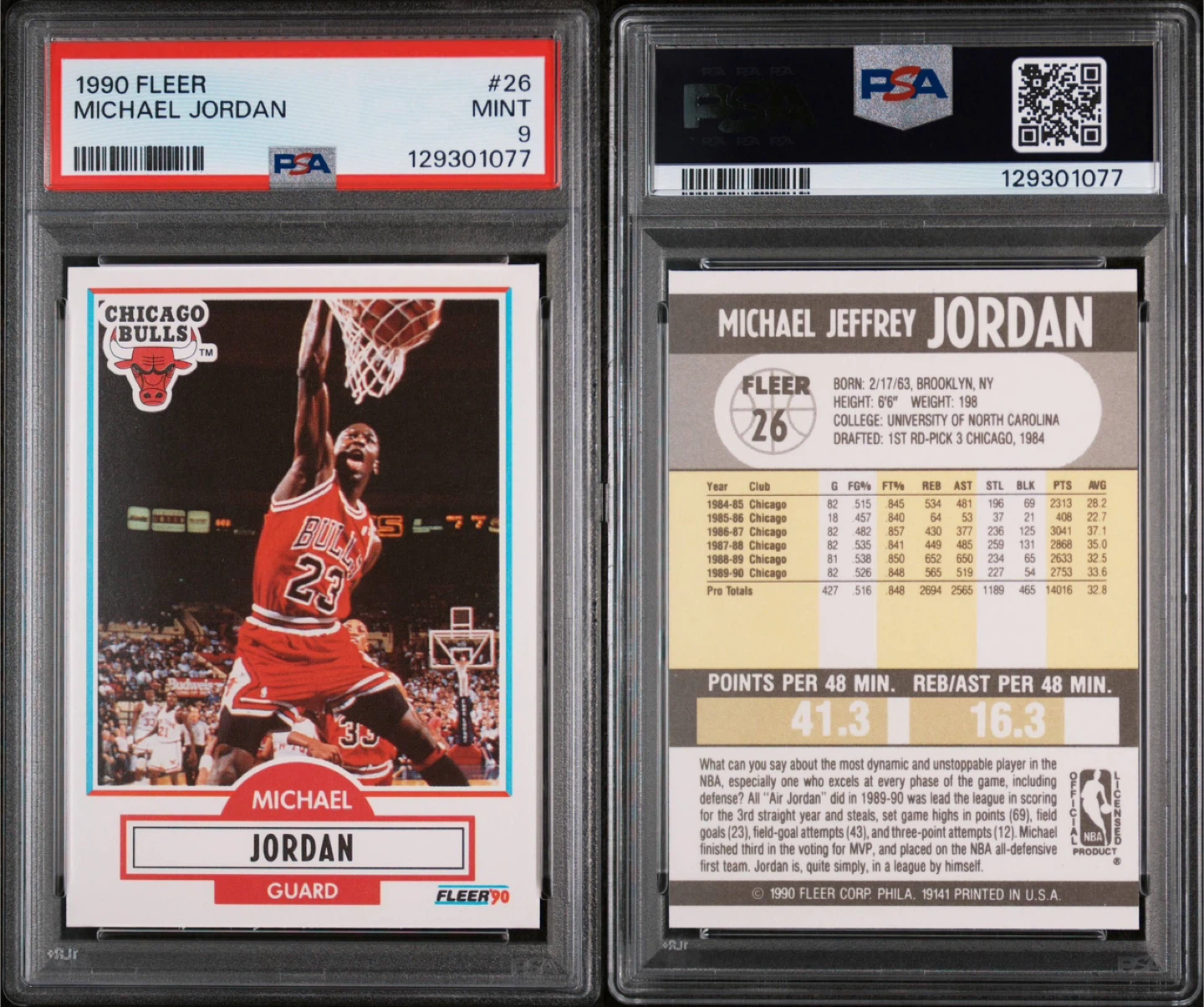 1990 Fleer Michael Jordan #26 Basketball Card - PSA Mint 9