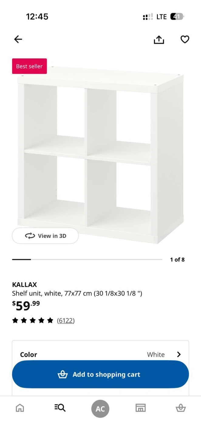 Unboxed IKEA KALLAX Shelf Unit, White