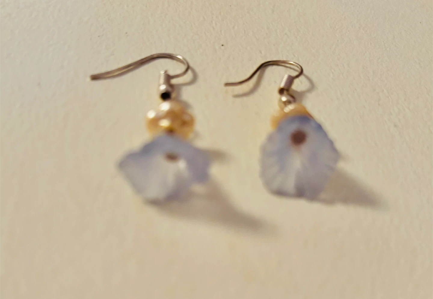 🧡Blue Flower Dangle Earrings with Pearl Accent - photo 2