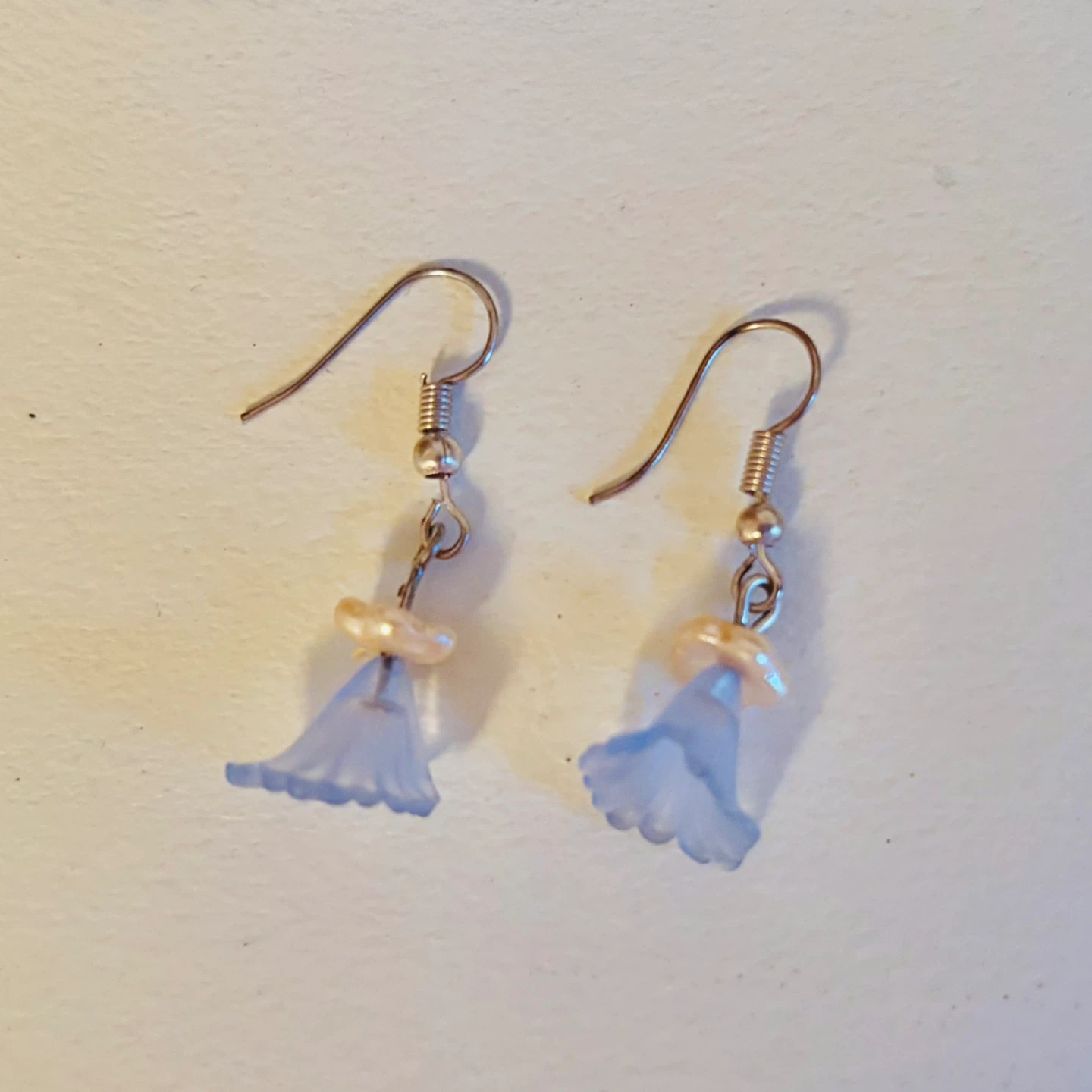 🧡Blue Flower Dangle Earrings with Pearl Accent