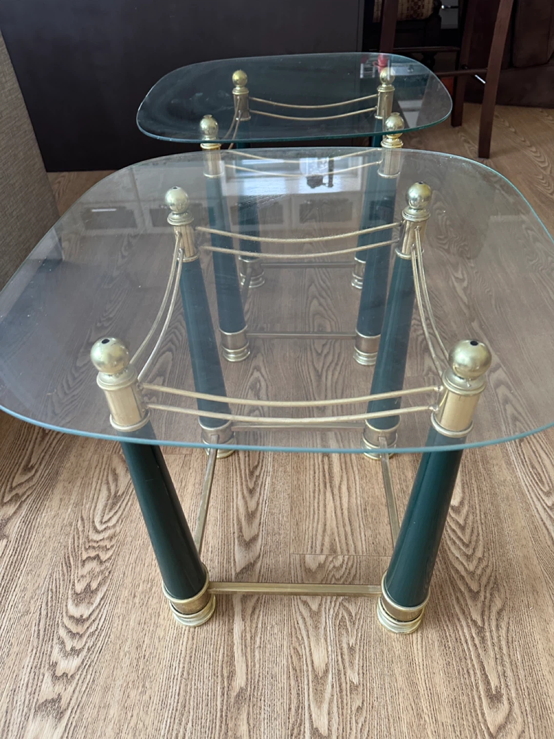 Vintage Italian Style Glass & Brass End Tables (CAN DELIVER) - photo 2