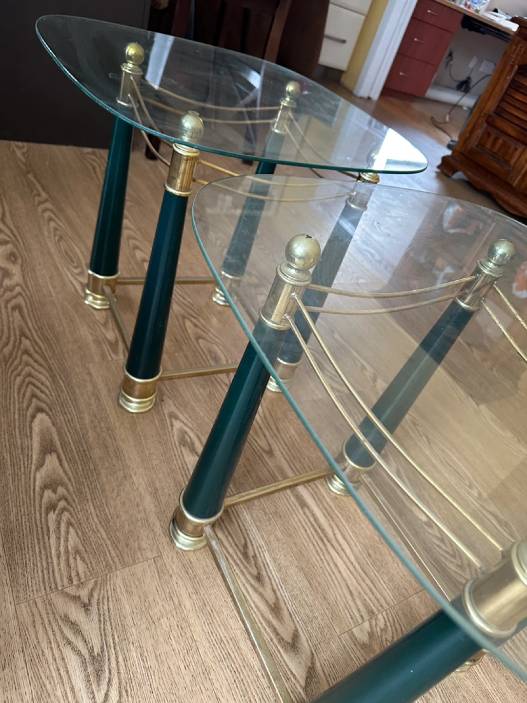 Vintage Italian Style Glass & Brass End Tables (CAN DELIVER) - photo 5