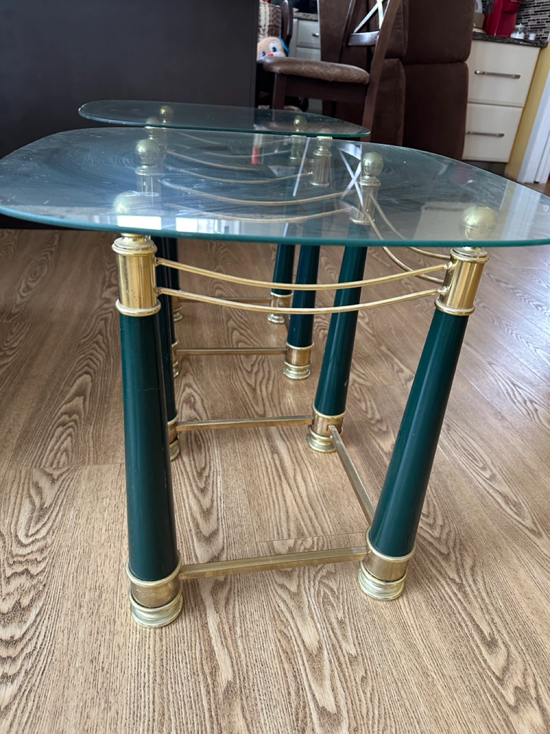 Vintage Italian Style Glass & Brass End Tables (CAN DELIVER) - photo 3