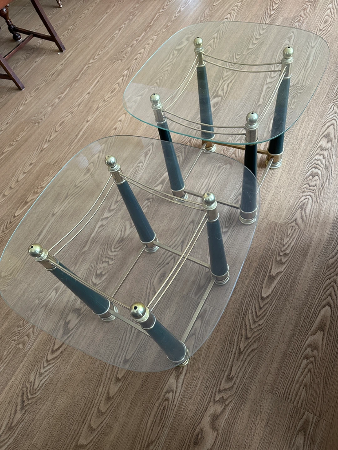 Vintage Italian Style Glass & Brass End Tables (CAN DELIVER) - photo 4