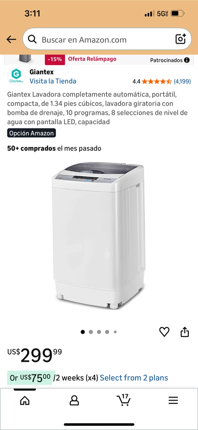 Una lavadora casi nueva, de 10 libras.