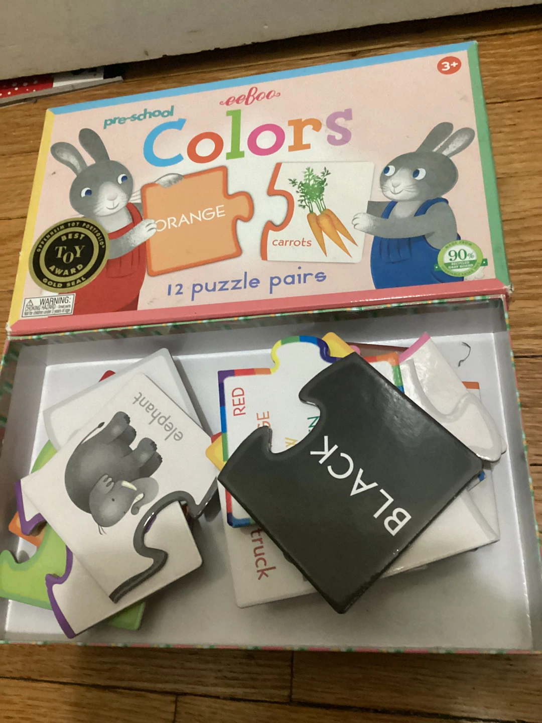 🧡eeBoo Pre-School Colors 12 Puzzle Pairs