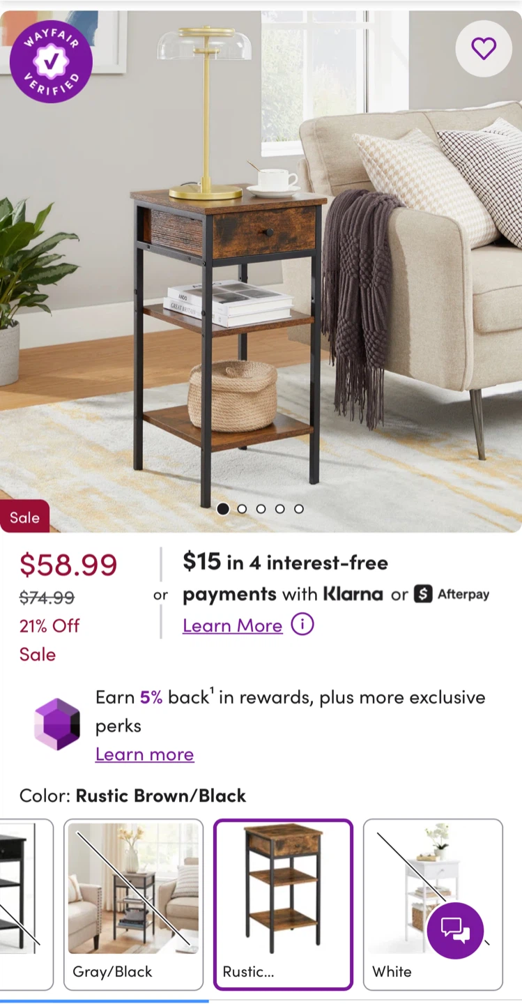 Rustic Brown/Black End Table with Drawer - Unassembled - photo 2