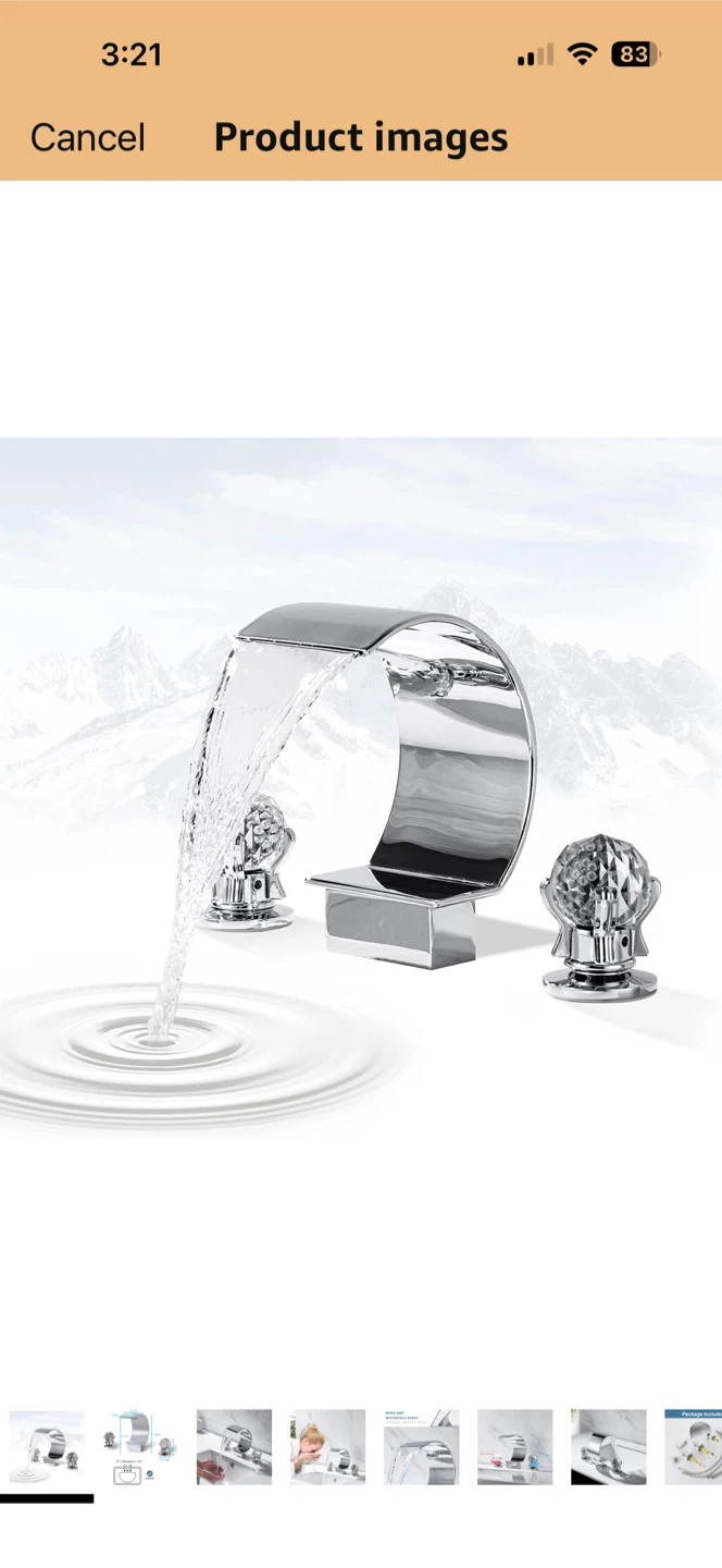 Waterfall Faucet with Crystal Handles - Chrome Finish