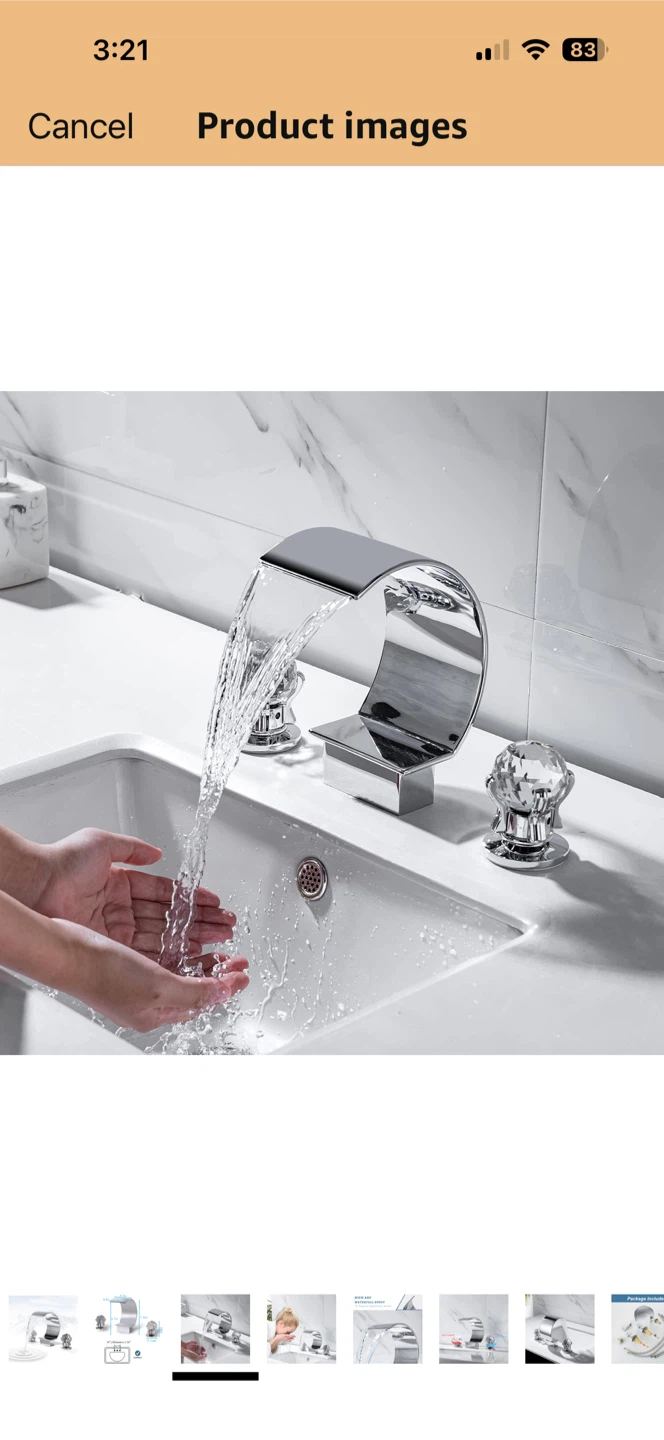 Waterfall Faucet with Crystal Handles - Chrome Finish - photo 5
