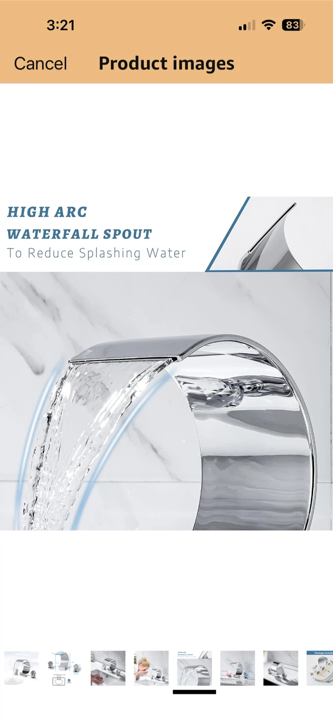 Waterfall Faucet with Crystal Handles - Chrome Finish - photo 3