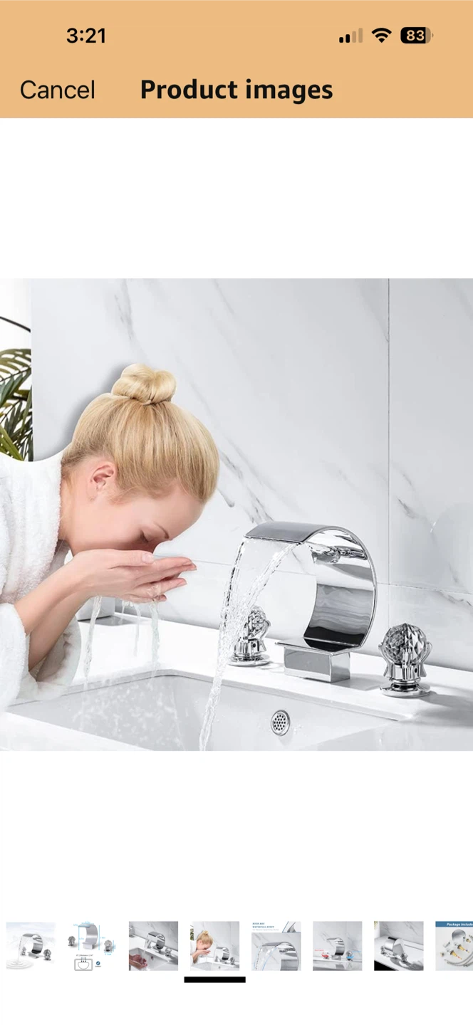 Waterfall Faucet with Crystal Handles - Chrome Finish - photo 4