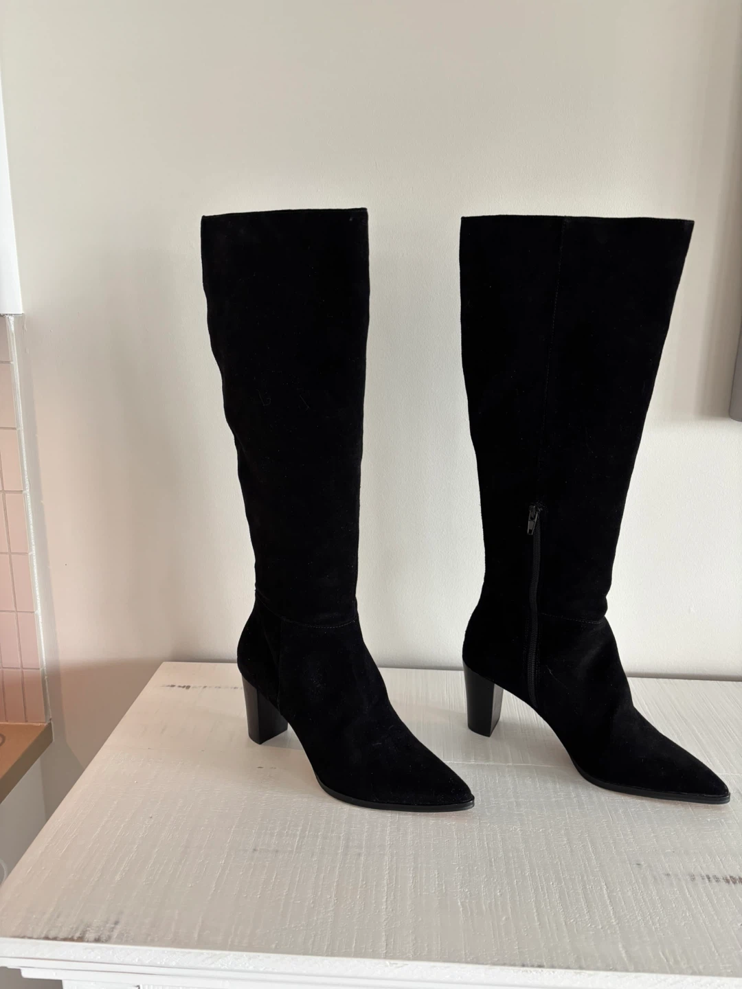Tall black suede knee high boots size 7.5 - photo 5