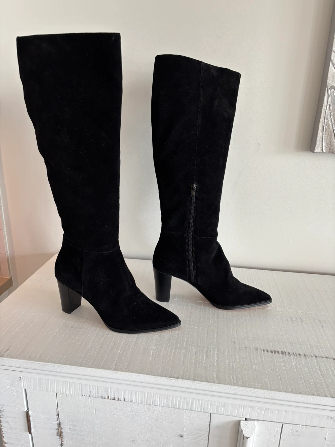 Tall black suede knee high boots size 7.5