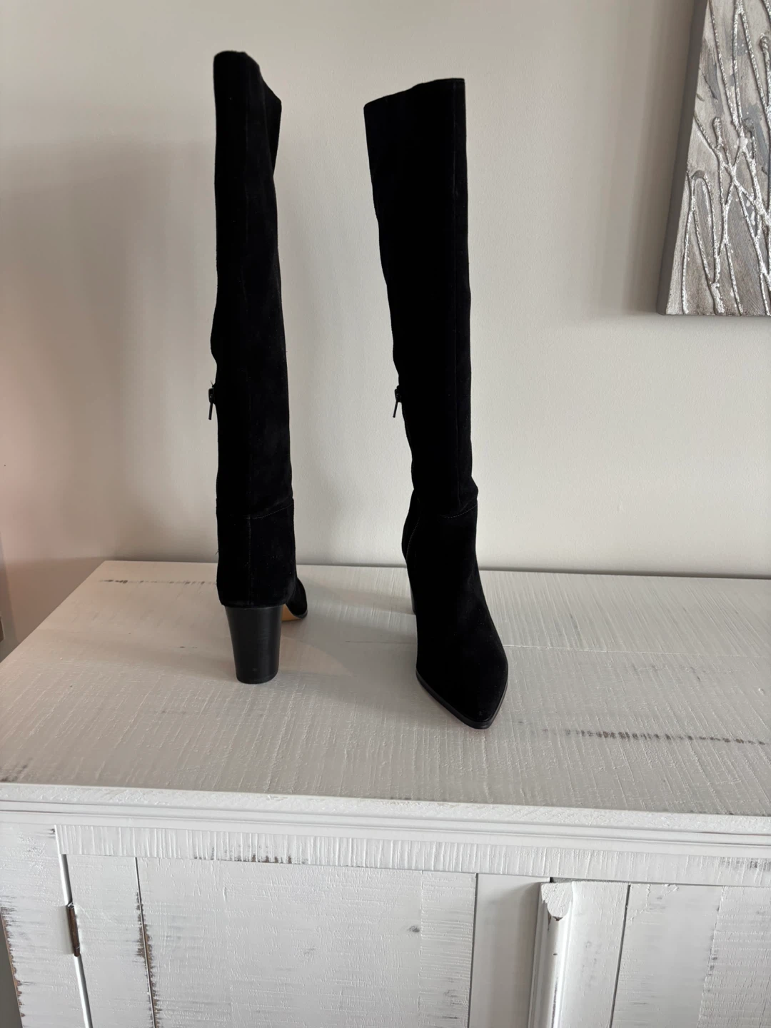 Tall black suede knee high boots size 7.5 - photo 4